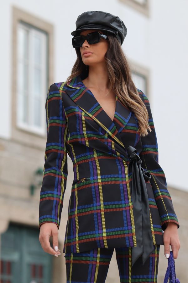 Blazer xadrez multicolorido